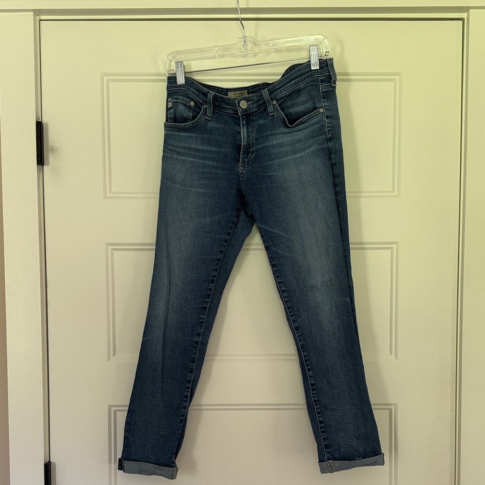 AG Adriano Goldschmied Dark Blue Cropped Slim Jeans The Stilt Crop Roll Up